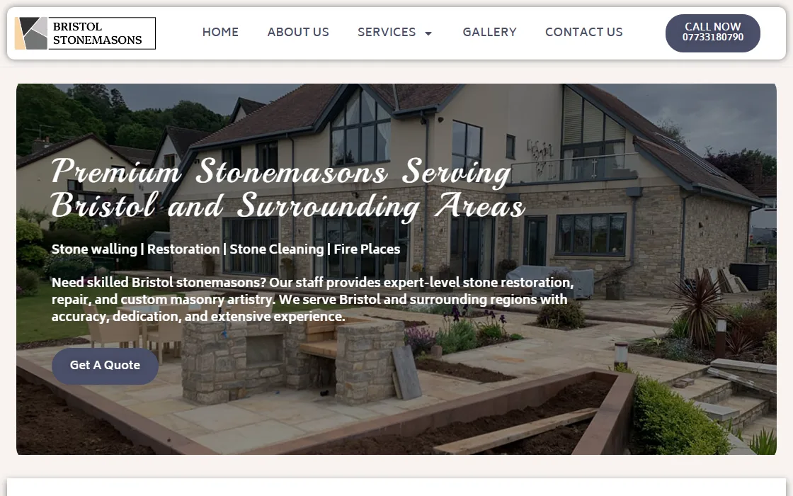 A local-service site for stonemasonry repair in Bristol