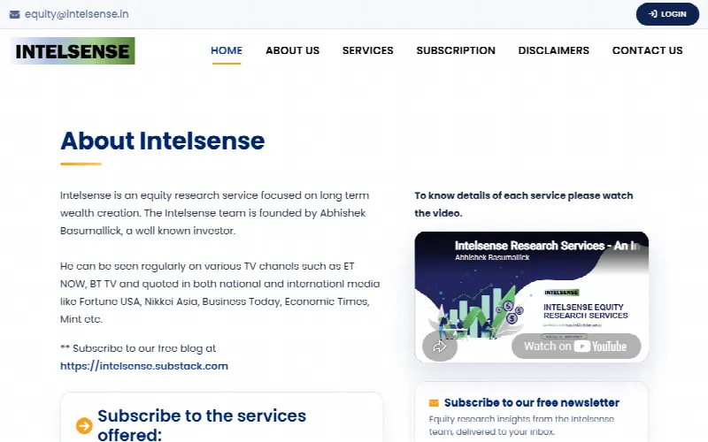 A subscription platform for an equity research service
