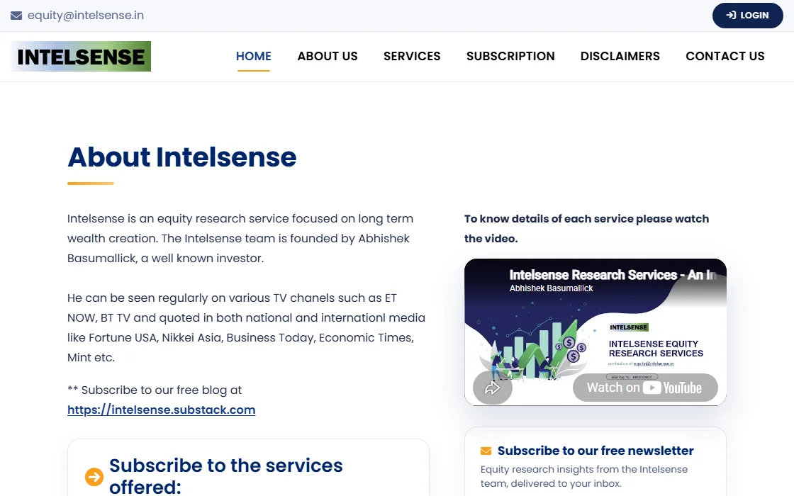 A subscription platform for an equity research service