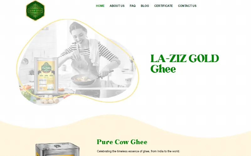A brand site for a premium ghee sold from India to the world