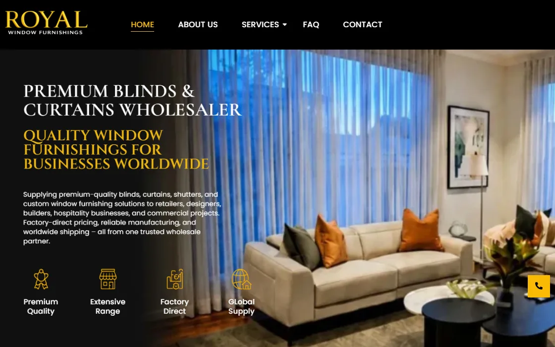 A trade site for a wholesale blinds and curtains supplier
